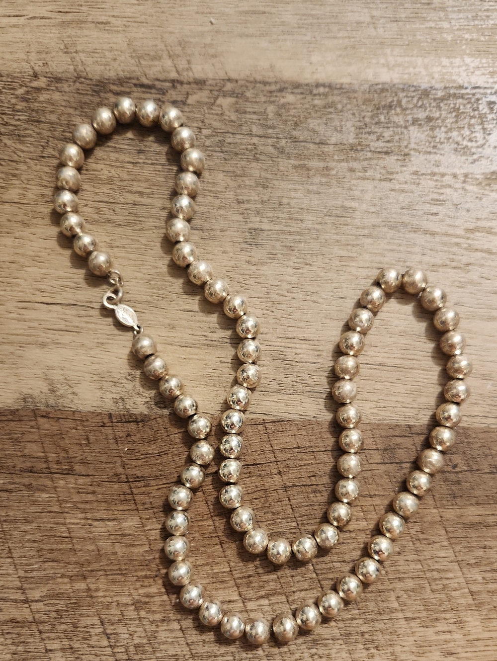 Vintage Napier Silvertone Bead Necklace VERY WORN